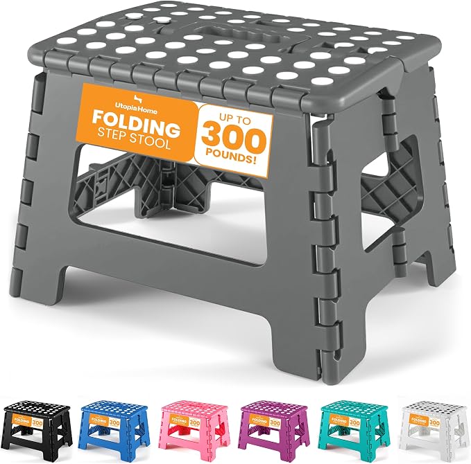 Utopia Home Folding Step Stool 9 Inch, built-in handle, and 300 lbs support by UTOPIAHOME