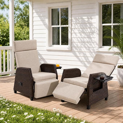 Outdoor Recliner for Patio, 180° Simultaneous Recline, Adjustable Back & by Unknown