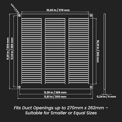 Repa Market 12x12 Inch Air Vent Cover/Black Galvanized Steel Louvered Grill Cover with Mesh Screen/Wall or Ceiling Vent/Durable Flush Mount HVAC Register for Indoor and Outdoor Ventilation