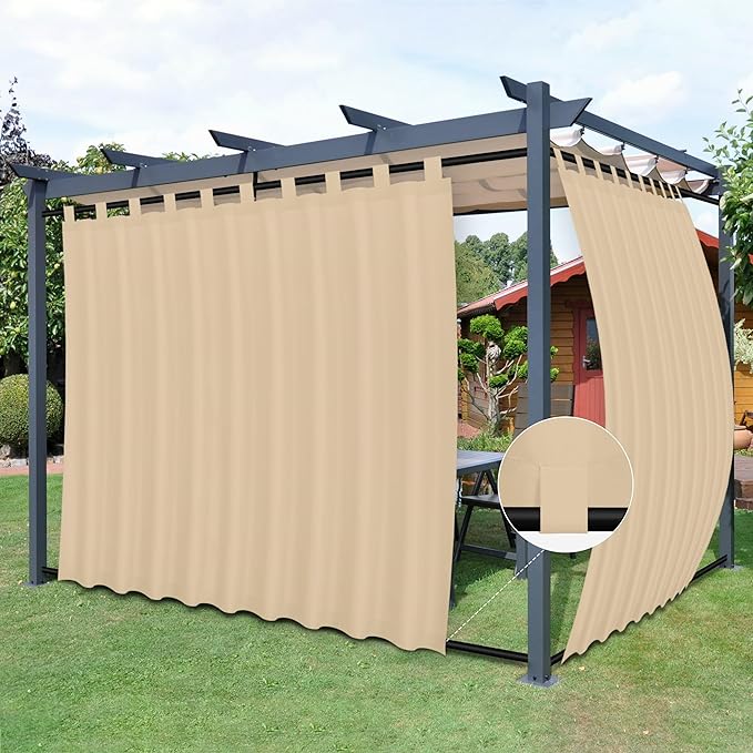 Easy-Going Outdoor Patio Curtains 2 Panels, 110x108 inch, Porch and Pergola by Easy-Going