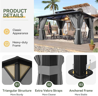 Aoxun 12'x14' Hardtop Gazebo - Image 6