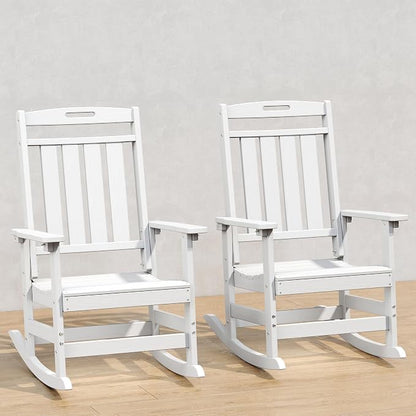 Oversized HDPE Outdoor Rocking Chair Set of 2, All-Weather, Extra Large & Extra by Plawdlik
