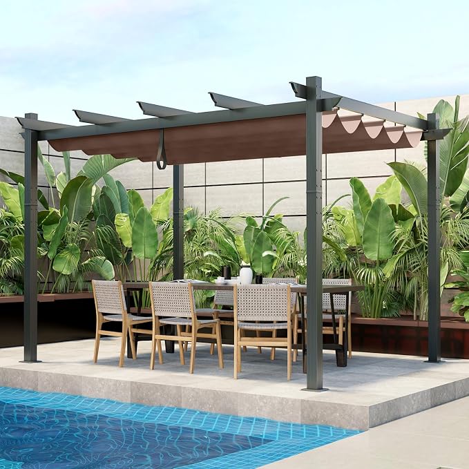 Tangkula 10x12 Ft Pergola, Heavy-Duty Aluminum Outdoor Pergola by TANGKULA