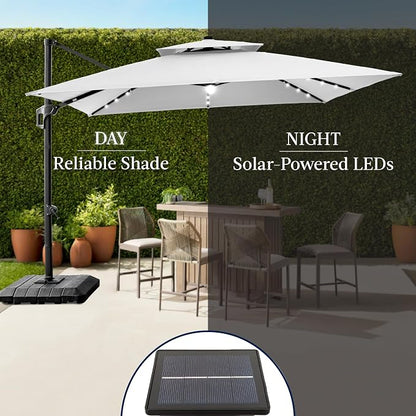 Best Choice Products 9x12ft LED Cantilever Patio Umbrella w/Base Included & - Image 6