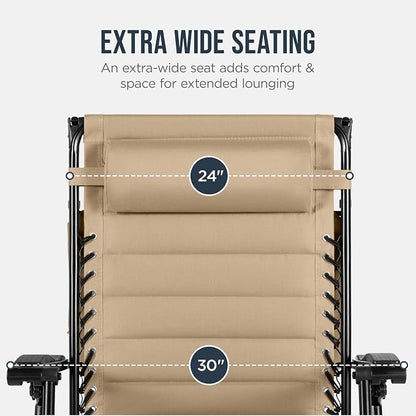 Best Choice Products Oversized Padded Zero Gravity Chair w/Canopy Headrest Cup - Image 5