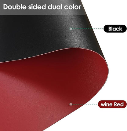 Leather Table Cover,1.8mm Thick,42x78 Inch Table Protector,Table Protector for Dining Room Table,Dining Table Cover,Table Cover Protector,Table Top Protector(Black+Wine Red,42x78)