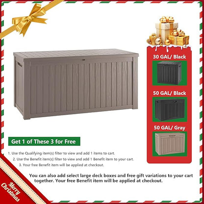 TARKARI 180 Gallon Lockable Resin Deck Box, Waterproof & UV-Resistant Outdoor Storage Box for Outdoor Cushion Storage, Garden Tools & Pool Accessories Storage, Gray