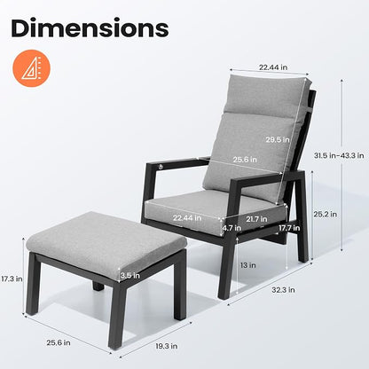Pellebant Aluminum Outdoor Recliner Chair - Image 3