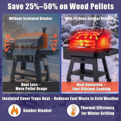 Grill Thermal Insulated Blanket for Pit Boss Platinum Laredo 1000 PB1000PL Pellet Grill fits Pit Boss Laredo 1000 Grill Wood Pellet Grill Smoker Insulation Blanket for Winter Cooking