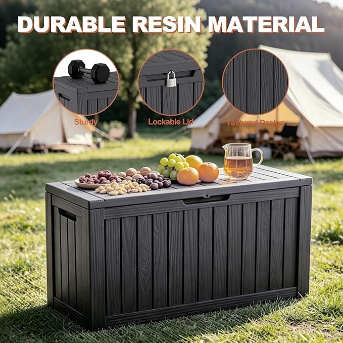 EFU Outdoor Storage Box 120 Gallon Deck Box, Waterproof Resin, Storage Box - Image 3