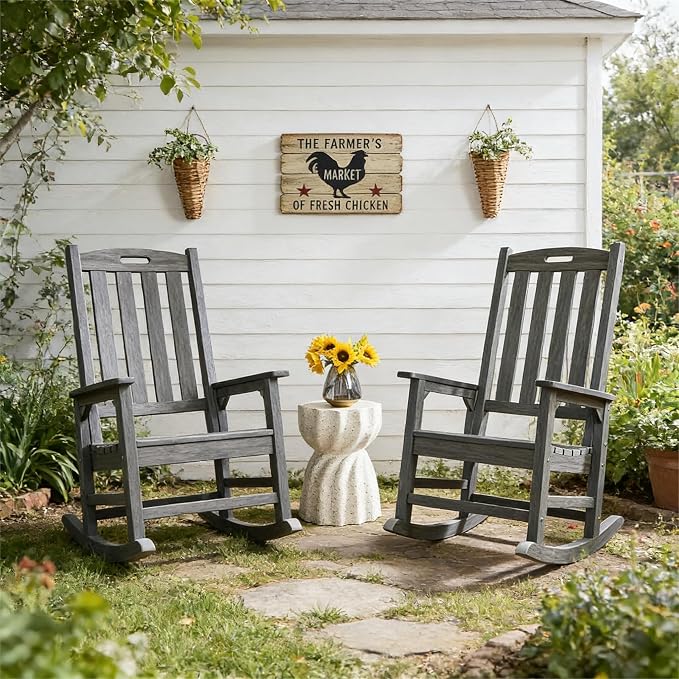 Oversized Outdoor Rocking Chair, HDPE Porch Rocker | High Back Rocking Chairs - Image 2