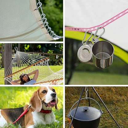 Large Carabiner Clip Hooks, 4pcs 4.7 inch Carabiners Heavy Duty, 304 Stainless Steel Spring Snap Hook Fits Camping Hanging Hiking Weight Lifting, Metal Clips for Rope or Chain