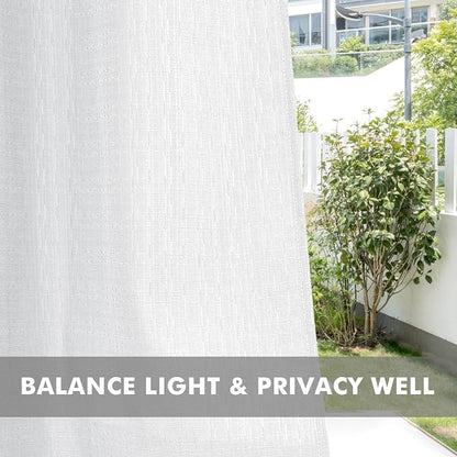 Linen Outdoor Curtains for Patio Waterproof 4 Pcs 110x95 In White | Light - Image 5
