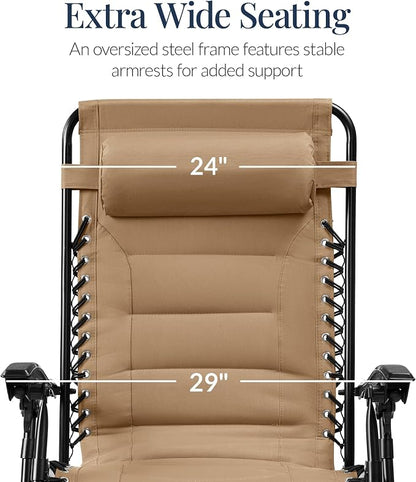 Best Choice Products Oversized Padded Zero Gravity Chair, Folding Outdoor Patio - Image 3