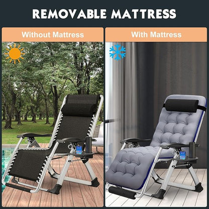 MOPHOTO Zero Gravity Chair Oversize, Outdoor Padded Lounge Chair - Image 4
