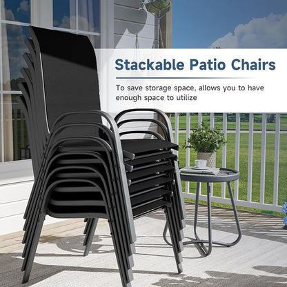 Amopatio Patio Chairs Set of 6, Outdoor Stackable Dining Chairs - Image 5