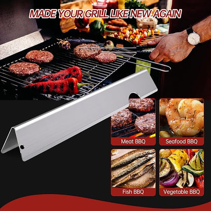 Cast Iron Grill Grates Flavorizer Bars Parts for Weber Genesis 2 E-410, S-410, Genesis II LX E-440, S-440, Weber 66089, 66097, 66041, 66033, 66796, Stainless Steel Flavor Bars Heat Deflectors