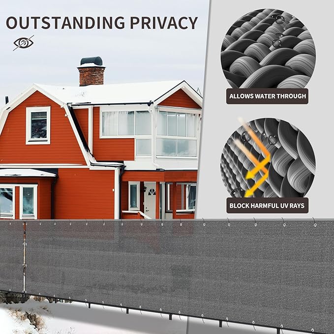 LOVE STORY Custom Size 3.3'x29' Dark Grey Balcony Privacy Screen,UV Block Privacy Fence Screen,90% Shield for Outdoor Pool Garden Apartment Railing