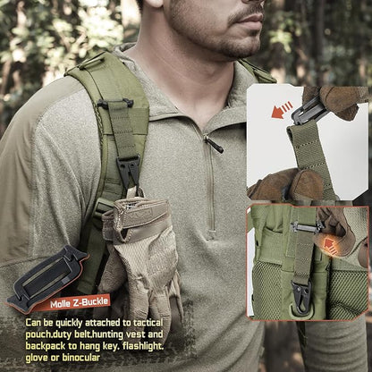 LIVANS Molle Belt Clip Key Holder Tactical Battle Belt Plate Carrier Vest Attachment Clip for Hanging Keys or Gloves, Universal Fit Molle Accessories Clip |T-Mount Clash Hook, Include Z-Buckle