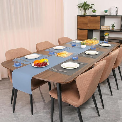 Myir JUN Table Runner Double Sided Vinyl Runner Table 94 Inch Long Runner for Table Washable Waterproof Non-Slip for Home Decorations Gray Sky Blue,12 x 94 inch