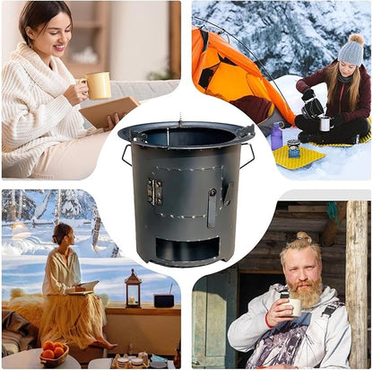 Rocket Stove Camping – Outdoor Wood Burner | Portable Outdoor Cookware With Grill And Tongs, Ideal For Survival, Backpacking, Hiking, RV Travel, Preparedness, Bonfires, Patio, Cooking Advent