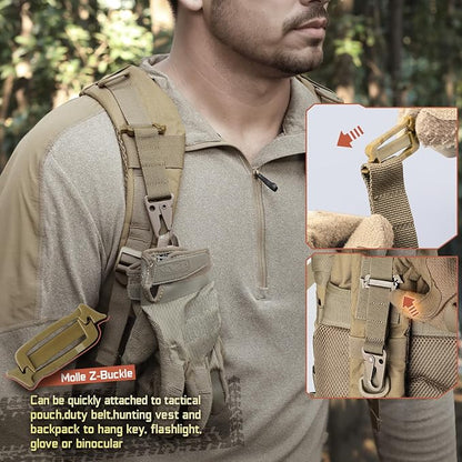 LIVANS Molle Belt Clip Key Holder Tactical Battle Belt Plate Carrier Vest Attachment Clip for Hanging Keys or Gloves, Universal Fit Molle Accessories Clip |T-Mount Clash Hook, Include Z-Buckle