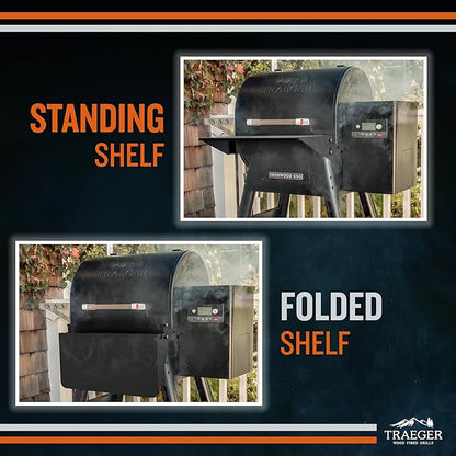 Traeger Grills BAC362 Folding Front Shelf – Steel Grill Accessory for Pro 22, Pro 575, and Ironwood 650, Ideal for Food Prep and Storage