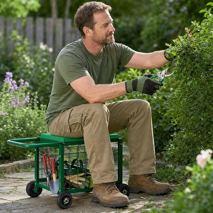 Garden Seat with Wheels, Rolling Garden Stool Heavy Duty Gardening Cart with - Image 6