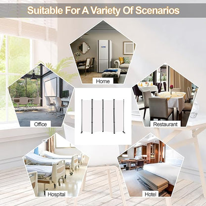 MAYOLIAH 4 Panel Room Divider Screen 6Ft Tall Foldable Privacy Dividers Indoor Wall Partition Room Separator White