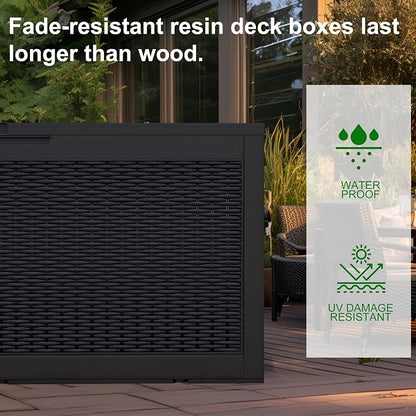 PatioZen 120 Gallon Resin Deck Box, Lockable Weatherproof Outdoor Storage Box - Image 4