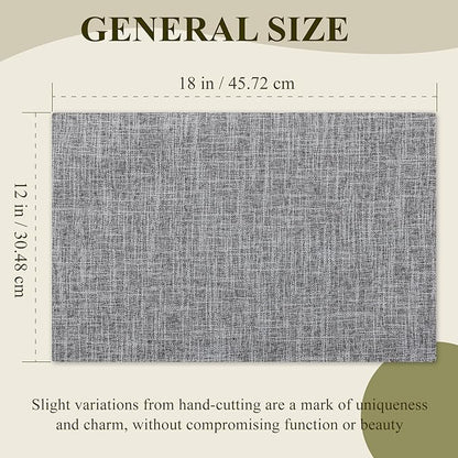 KXN Placemats Set of 4, Dual-Layer Thickened Faux Linen Table Mats, Heat Resistant & Wrinkle-Free, Machine Washable Cloth Place Mats for Kitchen Dining Indoor Outdoor (Light Gray)