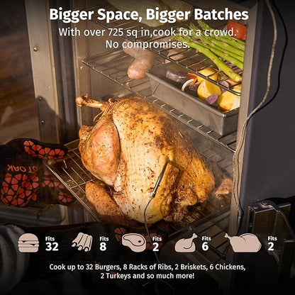 EAST OAK 30" Electric Smoker for Outdoors | Built-in Meat Probe & Up to 6× Longer Smokes on a Single Load | Side Chip Loader for Uninterrupted Smoking | Bigger Batches with 725 sq in Cooking Area