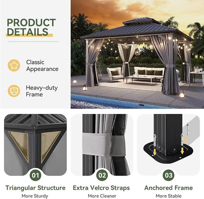 Aoxun Gazebo 12x14 Hardtop Gazebo - Image 4