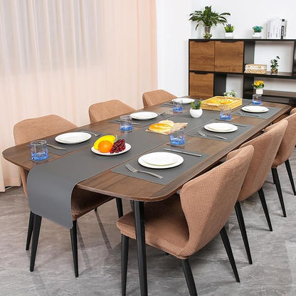 Myir JUN Table Runner Double Sided Vinyl Runner Table 55 Inch Long Runner for Table Washable Waterproof Non-Slip for Home Decorations Gray,12 x 55 inch