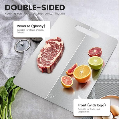 2 Pack Titanium Cutting Board,-100% Pure Titanium Cutting Boards For Kitchen,Easy to clean, Double-sided food-grade Cutting Board For Cutting Meats, Fruits And Vegetables(18 * 12)