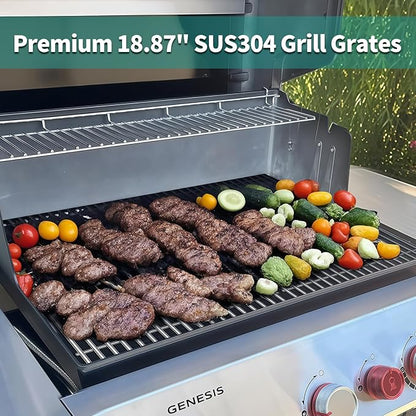 9MM 18 7/8" Stainless Steel Genesis 2 Grill Grates for Weber Genesis ii E-310 E-315 E-325 E-330 E-340 S-335 S-340 GS4 Genesis ii Grill Parts for Weber 66095 Genesis ii 300 LX 300 Series