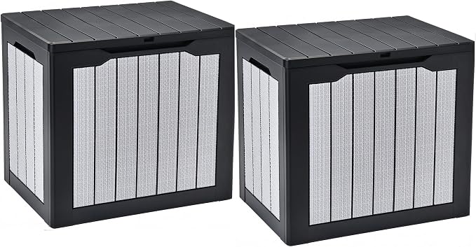 YITAHOME 30 Gallon Deck Box | 2-Pack Waterproof Resin Outdoor Storage Box by YITAHOME