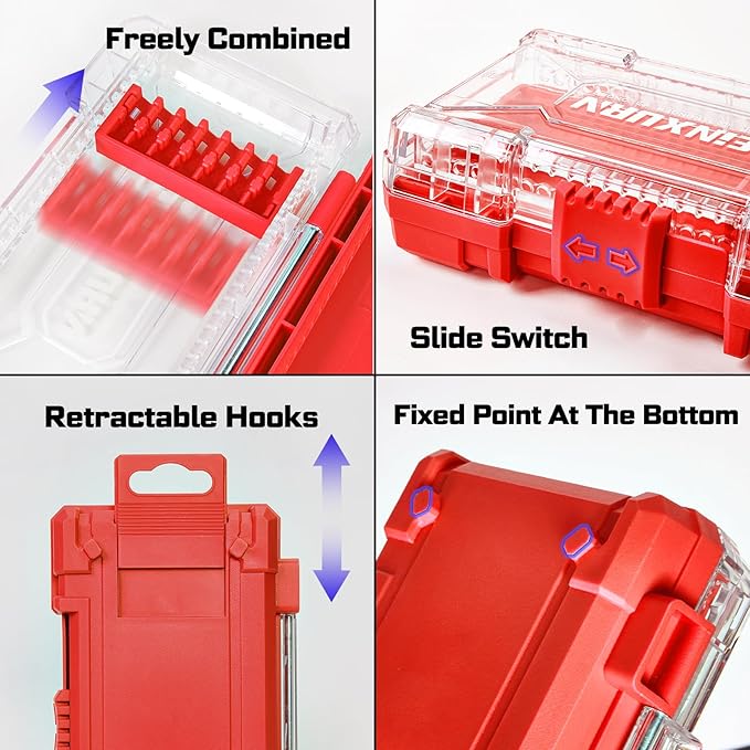 107Pieces Impact Screwdriver Bits Set, Magnetic S2 Steel 1”/2”3”Phillips/Square/Torx/Slotted/Hex/Pozi Bits Tips and Impact Bit Holder with Storage Box Case