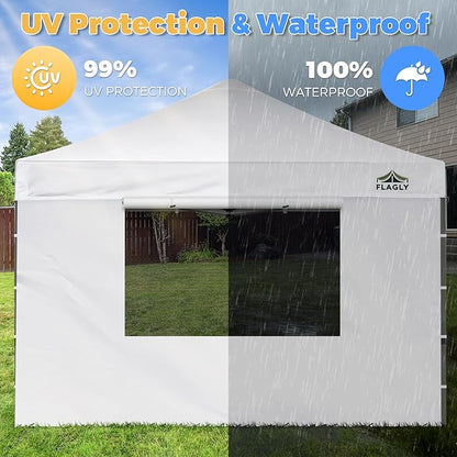 10x10 Pop Up Canopy Sidewall - 1 PC 300D Waterproof Attachable Tent Wall, Privacy Shade for Outdoor Events, Vendor Booths (Tent Not Included, with Square Mesh Window)