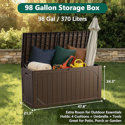 Outdoor Storage Box, 98 Gallon Deck Box, Outdoor Storage Bench, Waterproof - Image 5