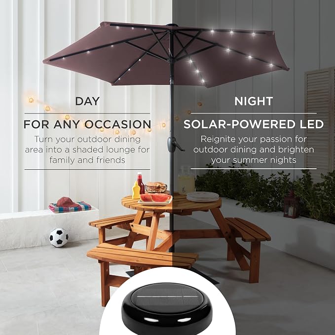 Best Choice Products 7.5ft Solar Umbrella LED Lighted Patio Umbrella, Table - Image 3