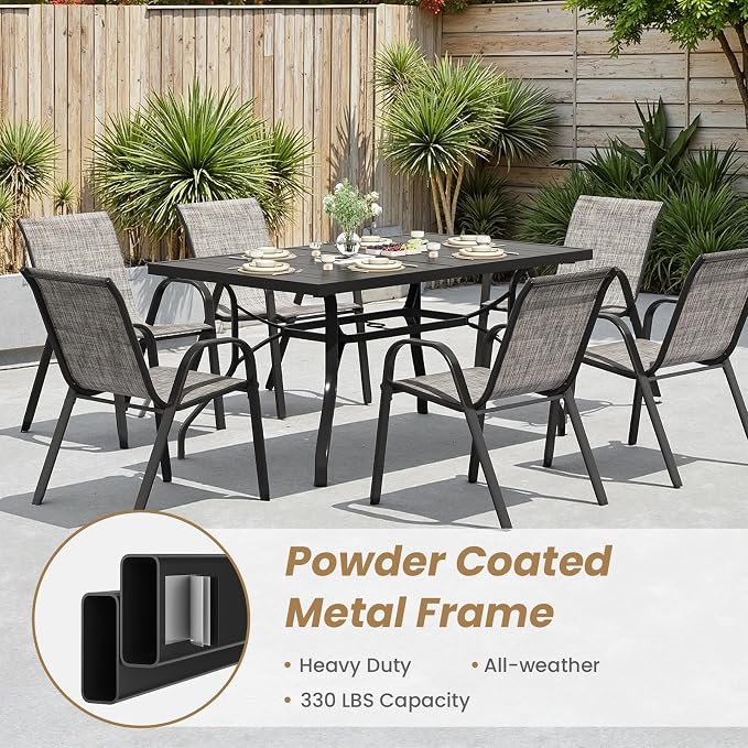 Stackable Outdoor Dining Chairs Set of 4, Textilene Patio Chairs - Image 9