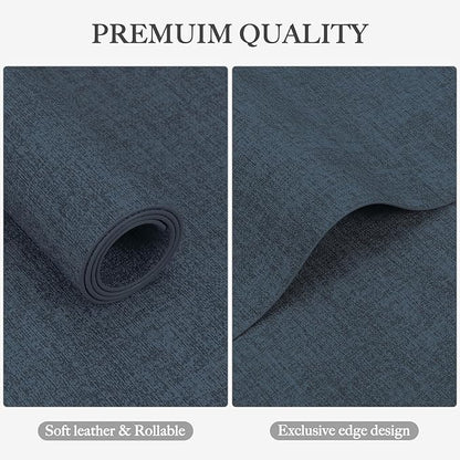Faux Leather Heat Resistant Placemats Set of 8 – Waterproof Oilproof Wipeable Dining PU Vinyl Place Mat Easy Clean Table Mats for Kitchen/Dining/Party/Holiday, Navy