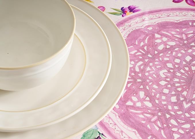 Maison d' Hermine Table Cloth Round Table 100% Cotton 63 Inches Tablecloth Reusable Decorative Everyday Use for Dining Room, Farmhouse, Home, Party, Festive & Wedding Spring Summer - Chardon