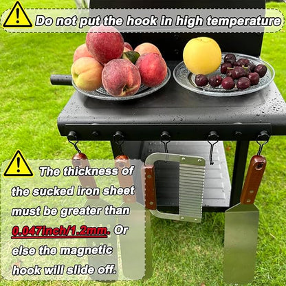 Magnetic Grill Hooks, Heavy Duty Magnetic Utensil Rack with 5 Hooks, Strong Magnet BBQ Tool Rack, Grill Storage Accessories for Refrigerator Traeger Blackstone Pit Boss Camp Chef Z Grills Smoker