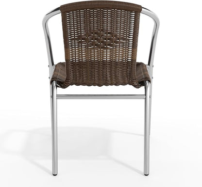EMMA + OLIVER Dark Brown Metal Indoor-Outdoor Stackable Chair | Poly Resin Seat - Image 10