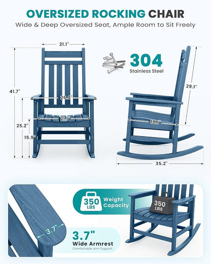 SERWALL Outdoor Rocking Chair, Oversized Rocking Chair - Image 3