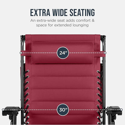 Best Choice Products Oversized Padded Zero Gravity Chair w/Canopy Headrest Cup - Image 5