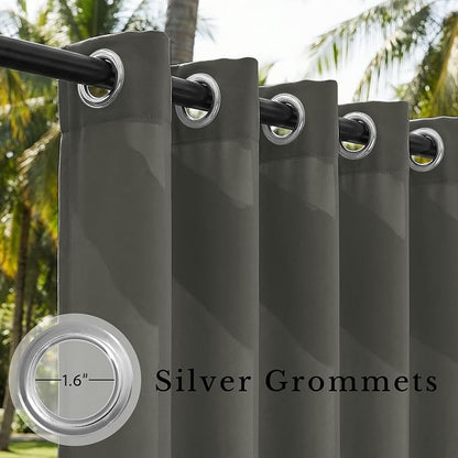 Outdoor Curtains for Patio 52x84 Inch Grey, 1 Panel | Waterproof Outdoor Patio - Image 3