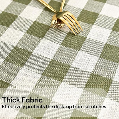 Gingham Tablecloth Rectangle Table Cloth Heavy Duty Cotton Checkered Table Cover for Spring Picnic Kitchen Dining(C-Sage Green, 52x70 inch)